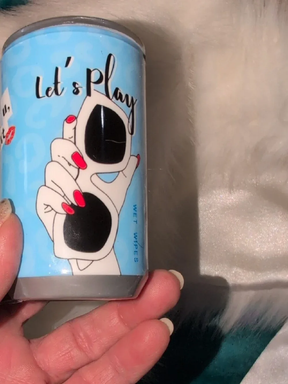 Blue 'Thank U, Next' Lipstick Case Can Keychain With Wipes Inside
